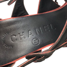 画像をギャラリービューアに読み込む, CHANEL シャネル フリンジ サンダル スウェード ブラック 9.5cmヒール サイズ38(24-24.5cm相当)【中古】【新品同様】【美品】レディース
