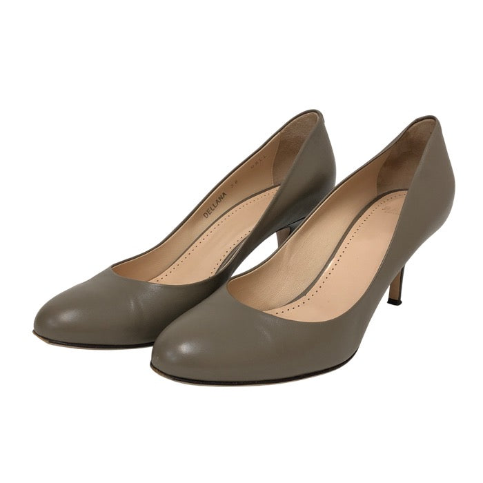 BALLY バリー アーモンドトゥ パンプス レザー スモーキーベージュ 7cmヒール サイズ38(25cm相当)【中古】 レディース
