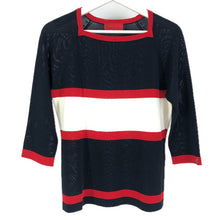 画像をギャラリービューアに読み込む, Roberta di Camerino ロベルタ・ディ・カメリーノ トリコロール 7分袖 カットソー ネイビー レッド L相当【中古】 レディース
