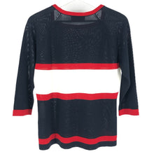 画像をギャラリービューアに読み込む, Roberta di Camerino ロベルタ・ディ・カメリーノ トリコロール 7分袖 カットソー ネイビー レッド L相当【中古】 レディース
