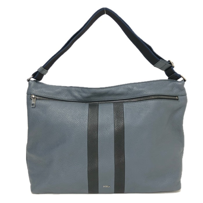 Furla フルラ ロゴ金具 ICARO イカロ 976644 ショルダーバッグ レザー ダスティブルー【中古】【新品同様】【美品】メンズ