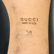 画像をギャラリービューアに読み込む, GUCCI グッチ オープントゥ リボン付 パンプス レザー/バンブー ブラック 6cmヒール サイズ38(25cm相当)【中古】レディース

