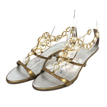 画像をギャラリービューアに読み込む, GIUSEPPE ZANOTTI ジュゼッペザノッティ ビジュー付 サンダル レザー ゴールド 6cmヒール サイズ38.5(25.5cm相当)【中古】 レディース
