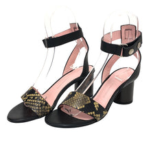 Load image into Gallery viewer, By Malene Birger バイ マレーネ ビルガー アンクルストラップ サンダル レザー ブラック 7.5cmヒール 24.5cm相当【中古】レディース
