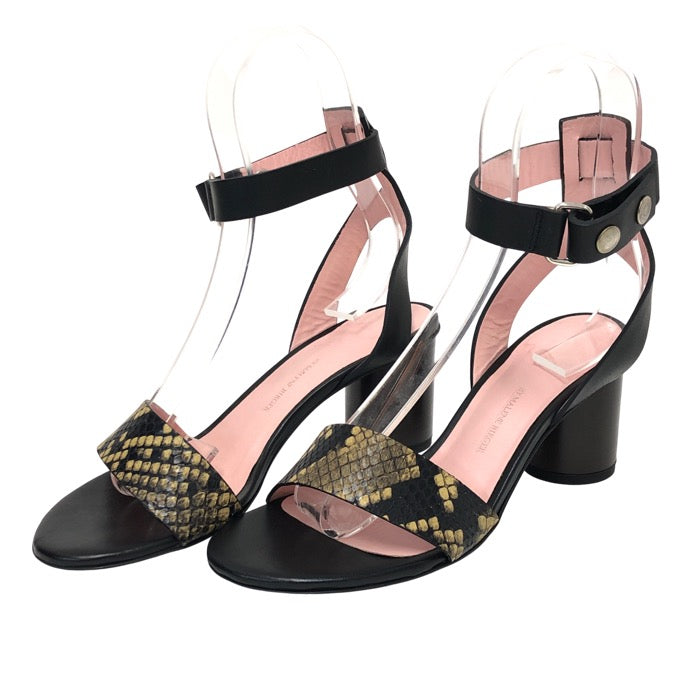 By Malene Birger バイ マレーネ ビルガー アンクルストラップ サンダル レザー ブラック 7.5cmヒール 24.5cm相当【中古】レディース