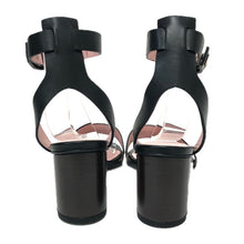 Load image into Gallery viewer, By Malene Birger バイ マレーネ ビルガー アンクルストラップ サンダル レザー ブラック 7.5cmヒール 24.5cm相当【中古】レディース
