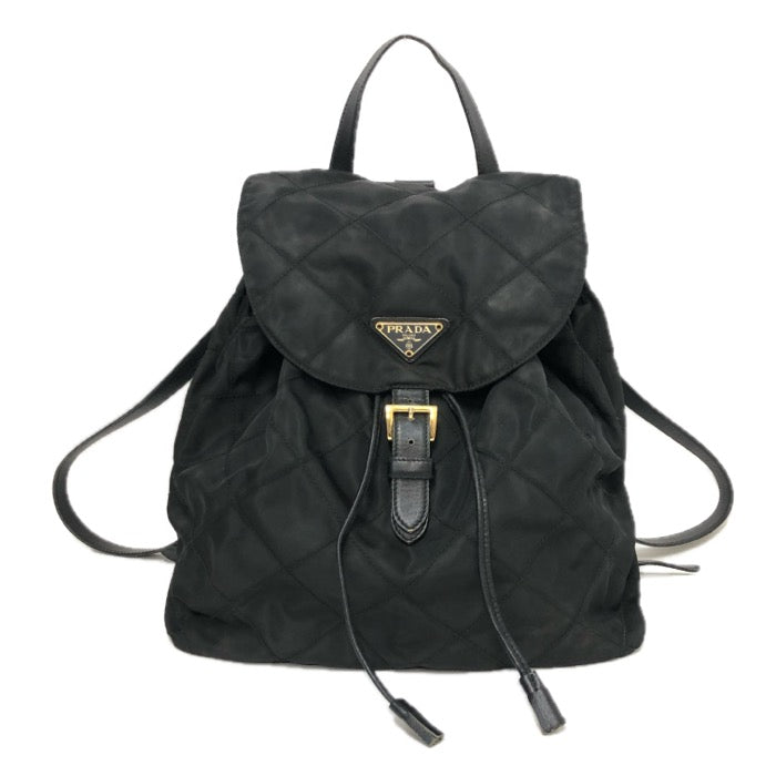 PRADA プラダ キルティング 三角ロゴ リュック・デイパック ナイロン ブラック【中古】 レディース