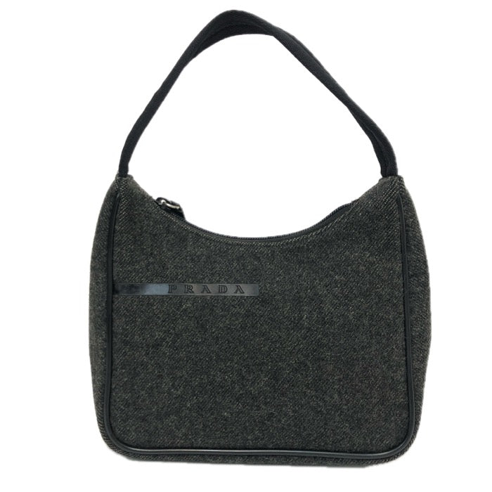 PRADA SPORTS プラダスポーツ ワンショルダー ハンドバッグ ウール/レザー チャコールグレー【中古】 レディース