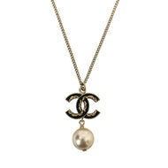 CHANEL シャネル ココマーク スイングパール ネックレス GP/フェイクパール ブラック B13C刻印【中古】レディース