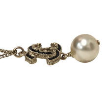 画像をギャラリービューアに読み込む, CHANEL シャネル ココマーク スイングパール ネックレス GP/フェイクパール ブラック B13C刻印【中古】レディース

