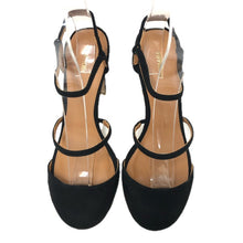 將圖片載入圖庫檢視器 PIPPICHIC ピッピシック ラウンドトゥ ストラップ サンダル スウェード ブラック 10cmヒール サイズ37.5(24.5cm相当)【中古】レディース
