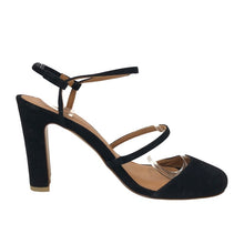 將圖片載入圖庫檢視器 PIPPICHIC ピッピシック ラウンドトゥ ストラップ サンダル スウェード ブラック 10cmヒール サイズ37.5(24.5cm相当)【中古】レディース

