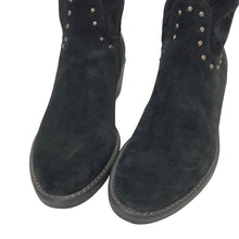 画像をギャラリービューアに読み込む, Karen Lips カレンリップス ハーフジップ スタッズ ロングブーツ スウェード ブラック 5cmヒール 24.5cm相当【中古】【新品同様】【美品】レディース
