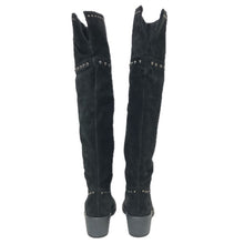画像をギャラリービューアに読み込む, Karen Lips カレンリップス ハーフジップ スタッズ ロングブーツ スウェード ブラック 5cmヒール 24.5cm相当【中古】【新品同様】【美品】レディース
