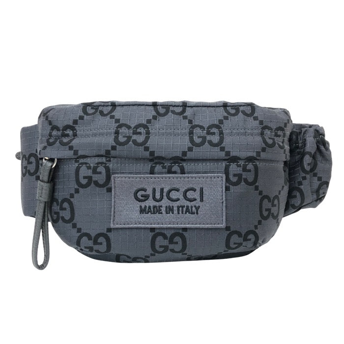 GUCCI グッチ GGロゴ ロゴ刺しゅう 767934 ボディバッグ レザー GGリサイクルポリエステル グレー【中古】【新品同様】【美品】メンズ