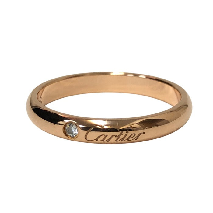 CARTIER カルティエ 1Pダイヤ 57号 16.5号相当 リング Cドゥ エングレーブド ウェディング 指輪 K18ピンクゴールド【中古】 レディース