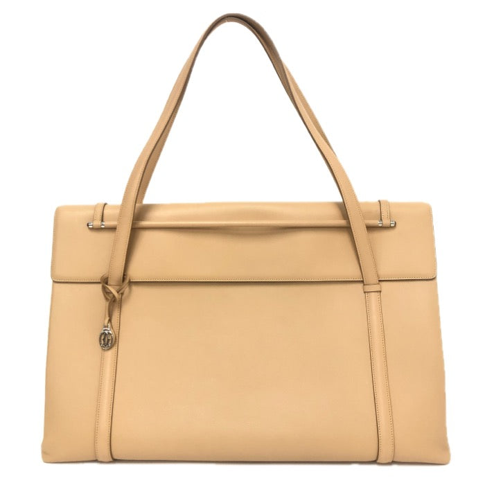 CARTIER カルティエ カボション トートバッグ レザー ベージュ【中古】【美品】レディース