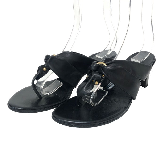 Salvatore Ferragamo フェラガモ トングサンダル レザー ブラック 7cmヒール サイズ8.5(25.5cm相当)【中古】 レディース 大きいサイズ