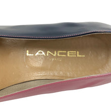 画像をギャラリービューアに読み込む, LANCEL ランセル オープントゥ パンプス パテントレザー ネイビー×ピンク 4cmヒール 24.5cm【中古】 レディース
