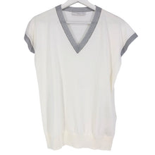 画像をギャラリービューアに読み込む, FABIANA FILIPPI ファビアナ フィリッピ Vネック 半袖 ニット(フレンチスリーブ) コットン ホワイト IT38(S-M相当)【中古】【新品同様】【美品】レディース
