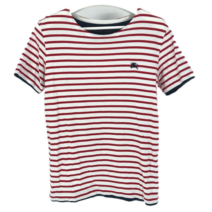 BURBERRY BLACK LABEL バーバリーブラックレーベル 半袖Ｔシャツ ボーダー D1P13-712-15 コットン レッド×ホワイト サイズ2(M相当)【中古】メンズ