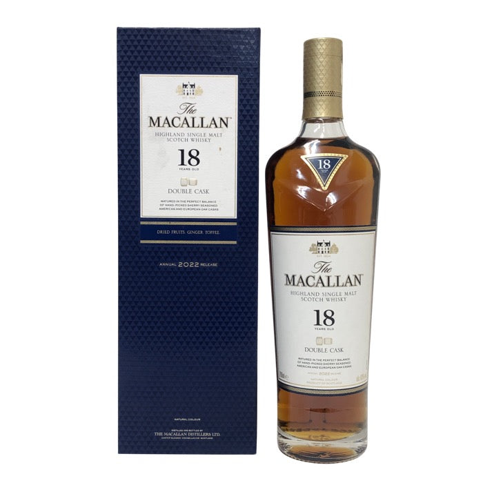 The Macallan ザ マッカラン ダブルカスク 18年 700ml 43度 箱付 未開栓 2022年 ハイランド シングルモルト スコッチウイスキー【中古】【新品同様】