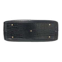 画像をギャラリービューアに読み込む, Les sacs Adam ルサックアダム クロコ型押し トートバッグ レザー ブラック ビジネストート【中古】 レディース
