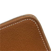 画像をギャラリービューアに読み込む, HERMES エルメス アザップ シルクイン コンパクト 二つ折り財布 レザー ゴールド（キャメル系）シルバー金具 W刻印【中古】【新品同様】【美品】レディース
