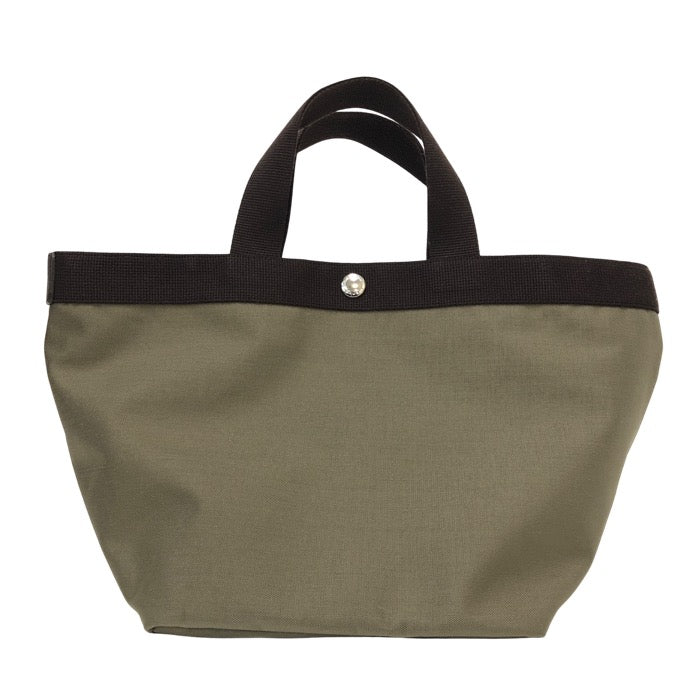 Herve Chapelier エルベ・シャプリエ 舟形 トートバッグ キャンバス カーキ×ブラウン【中古】 レディース