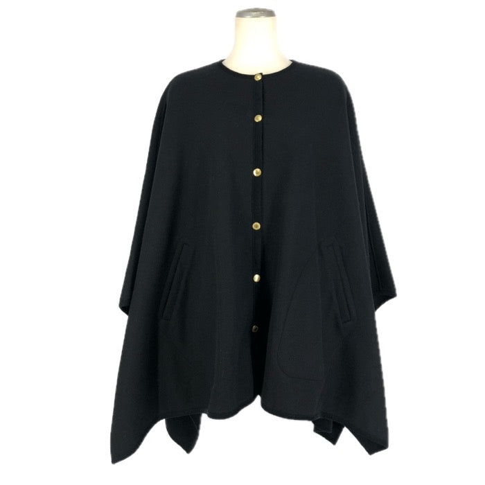 Traditional Weatherwear トラディショナルウェザーウェア ノーカラー レンフリュー ポンチョ ジャージー×ウール ブラック サイズ34(S-M相当)【中古】 レディース
