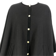 이미지를 갤러리 뷰어에 로드 , Traditional Weatherwear トラディショナルウェザーウェア ノーカラー レンフリュー ポンチョ ジャージー×ウール ブラック サイズ34(S-M相当)【中古】 レディース
