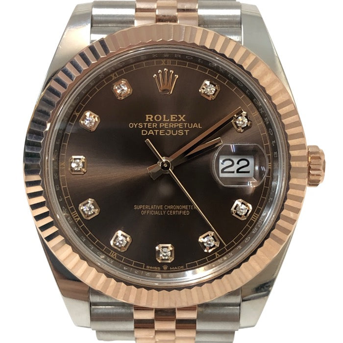 ROLEX ロレックス デイトジャスト41 ジュビリーブレス オイスター パーペチュアル 126331G 腕時計 10Pダイヤ エバーローズゴールド 自動巻き チョコレート文字盤【中古】メンズ