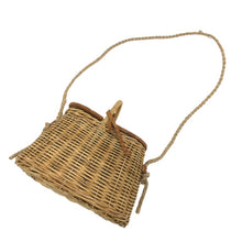 画像をギャラリービューアに読み込む, LUDLOW ラドロー かごバッグ ショルダーバッグ ラタン×レザー ベージュ【中古】 レディース
