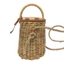 画像をギャラリービューアに読み込む, LUDLOW ラドロー かごバッグ ショルダーバッグ ラタン×レザー ベージュ【中古】 レディース
