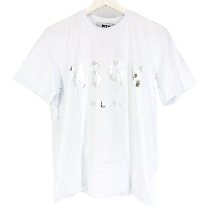 MSG エムエスジーエム ブラッシュロゴ 半袖Ｔシャツ ロゴプリント ペイント 3241MDM510M コットン ホワイト M-L相当【中古】【新品同様】【美品】レディース