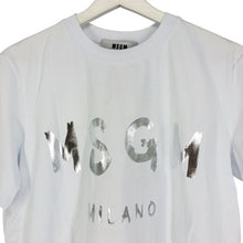 將圖片載入圖庫檢視器 MSG エムエスジーエム ブラッシュロゴ 半袖Ｔシャツ ロゴプリント ペイント 3241MDM510M コットン ホワイト M-L相当【中古】【新品同様】【美品】レディース
