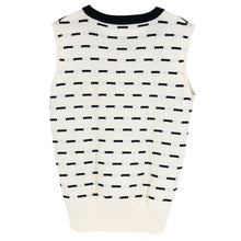 將圖片載入圖庫檢視器 M-premier エムプルミエ 柄編み ノースリーブニット A730-012 コットン混 ホワイト×ブラック サイズ36(S相当)【中古】 レディース
