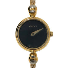 画像をギャラリービューアに読み込む, GUCCI グッチ バングルウォッチ 2700.2.L 腕時計 GP ゴールド クオーツ ブラック文字盤【中古】 レディース
