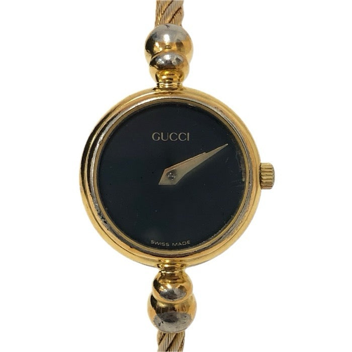 GUCCI グッチ バングルウォッチ 2700.2.L 腕時計 GP ゴールド クオーツ ブラック文字盤【中古】 レディース