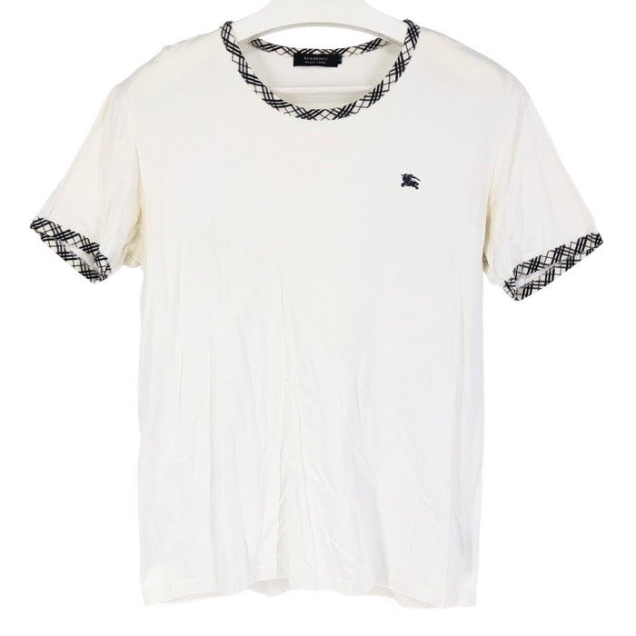 BURBERRY BLACK LABEL バーバリーブラックレーベル カットソー 半袖Ｔシャツ BMV25-223-02 コットン ホワイト サイズ3(M相当)【中古】メンズ