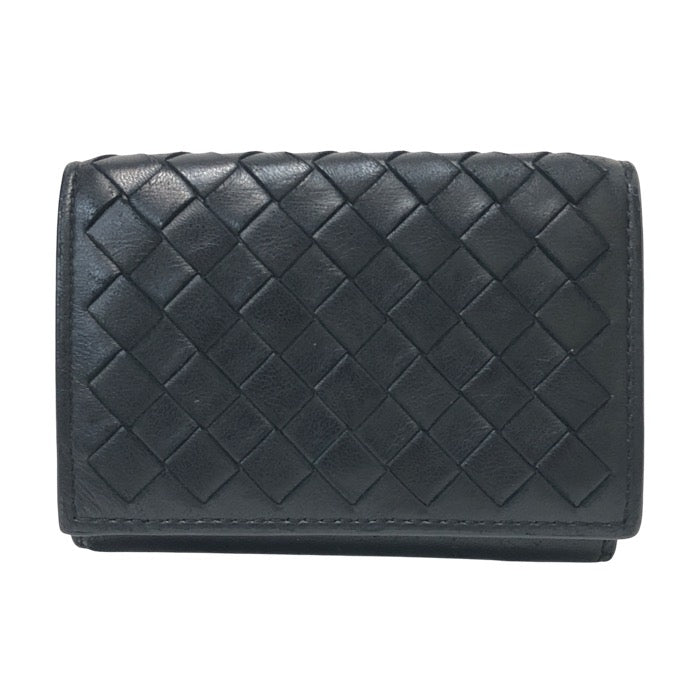 BOTTEGAVENETA ボッテガヴェネタ イントレチャート 三つ折り財布 ブラック【中古】ユニセックス