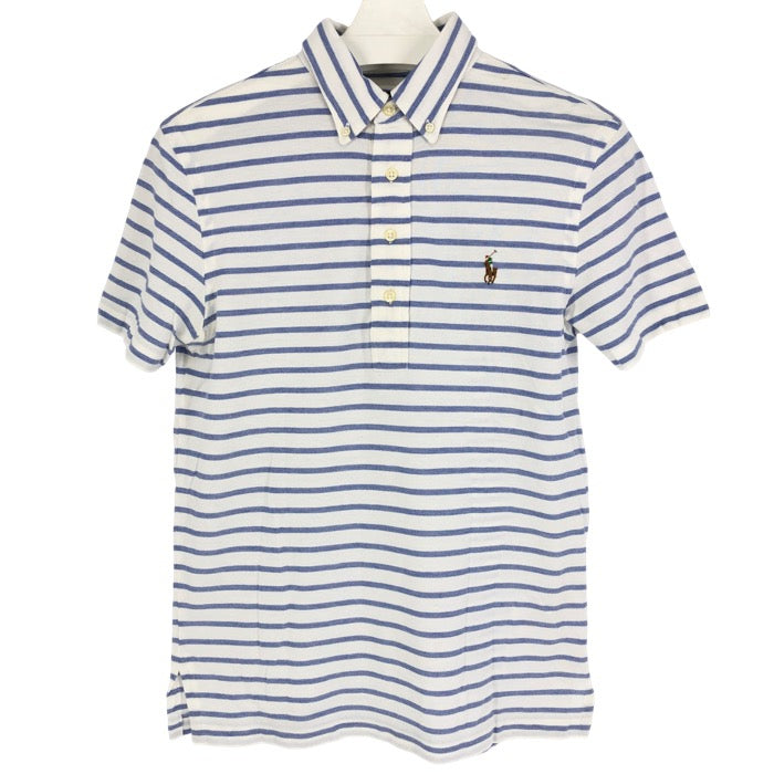 RALPH LAUREN ラルフローレン 半袖ポロシャツ ストライプ柄 コットン ブルー×ホワイト S相当【中古】メンズ