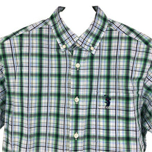 画像をギャラリービューアに読み込む, Adabat アダバット チェック柄 半袖シャツ 5566 コットン ブルー×グリーン サイズ46(M相当)【中古】 メンズ
