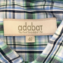 画像をギャラリービューアに読み込む, Adabat アダバット チェック柄 半袖シャツ 5566 コットン ブルー×グリーン サイズ46(M相当)【中古】 メンズ
