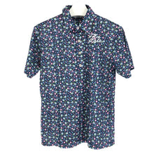 画像をギャラリービューアに読み込む, Fila Golf フィラ ゴルフ 花柄 半袖ポロシャツ ML5FM622 ネイビー Mサイズ【中古】 メンズ
