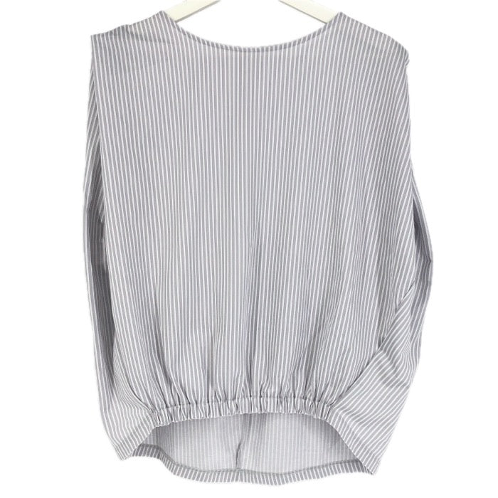 SHIPS シップス ノースリーブトップス プルオーバー ストライプ柄 コットン グレー×ホワイト フリーサイズ【中古】 レディース