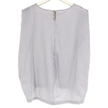 画像をギャラリービューアに読み込む, SHIPS シップス ノースリーブトップス プルオーバー ストライプ柄 コットン グレー×ホワイト フリーサイズ【中古】 レディース
