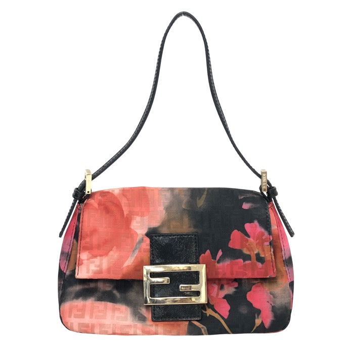 FENDI フェンディ ズッキーノ柄 ミニマンマバケット 8BR180-CT7 ハンドバッグ キャンバス×レザー レッド系【中古】レディース
