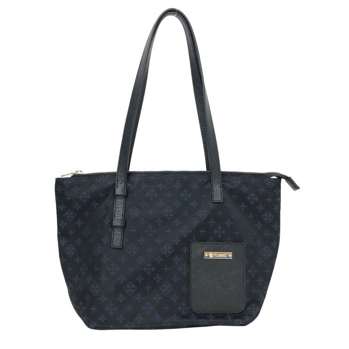 russet ラシット レザーポケット付き トートバッグ ナイロン ブラック【中古】 レディース