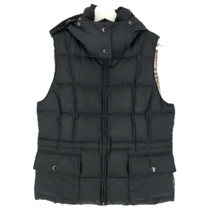 Burberry London バーバリー ロンドン フード付き ダウンベスト FS346-855-09 ブラック サイズ40(L相当)【中古】レディース